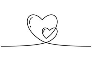 Continuous heart black line icon. Continuous line drawing love symbol on white background. Decoration element for valentine, wedding, invitation card. Vector illustration. Free Vector