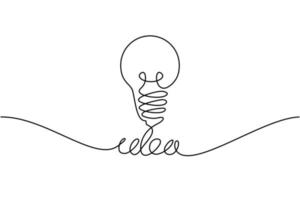 Continuous line drawing. Electic light bulb on white background. Startup business idea concept with editable stroke. free download Vector illustration