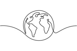 una línea continua dibujando un vector de mapa mundial sobre fondo blanco. concepto de composición de línea y punto de mapa mundial de negocios globales. ilustración vectorial vector libre