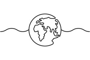 una línea continua dibujando un vector de mapa mundial sobre fondo blanco. concepto de composición de línea y punto de mapa mundial de negocios globales. ilustración vectorial vector libre