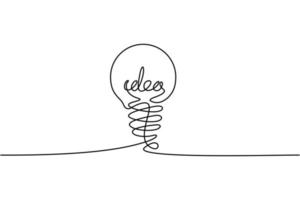 Continuous line drawing. Electic light bulb on white background. Startup business idea concept with editable stroke. free download Vector illustration