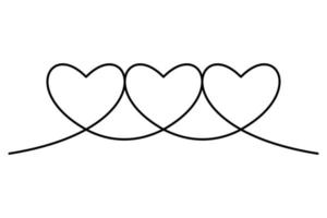 icono de línea negra de corazón continuo. símbolo de amor de dibujo de línea continua sobre fondo blanco. elemento de decoración para san valentín, boda, tarjeta de invitación. ilustración vectorial vector libre