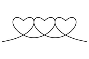 Continuous heart black line icon. Continuous line drawing love symbol on white background. Decoration element for valentine, wedding, invitation card. Vector illustration. Free Vector