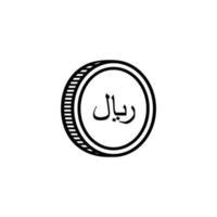Rial Sign also known as Riyal Sign for Icon, Symbol, Pictogram, Website, Art Illustration or Graphic Design Element. Vector Illustration