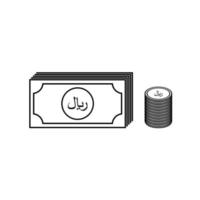 Rial Sign also known as Riyal Sign for Icon, Symbol, Pictogram, Website, Art Illustration or Graphic Design Element. Vector Illustration