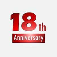 Red 18th year anniversary celebration simple logo white background vector