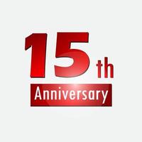 Red 15th year anniversary celebration simple logo white background vector