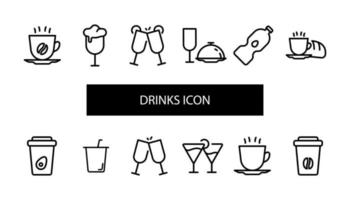 diseño de iconos de bebidas arte de ilustración diseño de bebidas frías y calientes vector