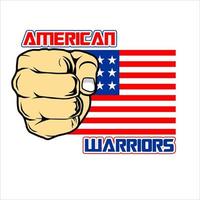 AMERICAN FIGHTER VECTOR ILLUSTRATION WITH PUNCH SYMBOL AND AMERICAN FLAG