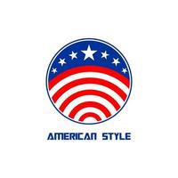 ilustración vectorial de la bandera americana dentro de un círculo adecuado para logotipo, pin o llavero vector