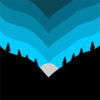 vector illustration of a hill with the moon in the middle and gradation of the sky in the evening..suitable for background,etc