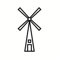 icono de línea de vector de molino de viento único