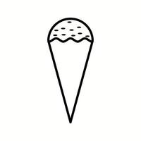 icono de línea de vector de helado de cono único