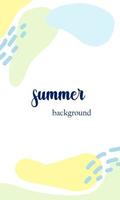 Summer bright color background. Minimalistic style with colored spots. Editable vector template for postcards, banners, invitations, social media posts, posters, mobile applications, web advertising