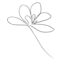 Vector abstract flower with one line. Minimalistic contour drawing of a flower. Linear drawing. Design of shop windows, notebooks, clothes.