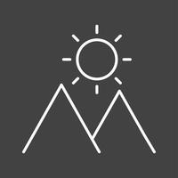 Unique Sun on Mountain Vector Line Icon