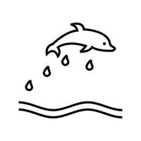 icono de línea de vector de delfín único
