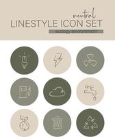 Linestyle Icon Set Ecology Environtment vector