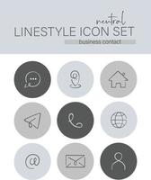 conjunto de iconos de estilo de línea contacto comercial vector