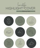 Linestyle Icon Set Beauty Spa vector