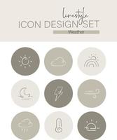 Linestyle Icon Design Set Weather vector