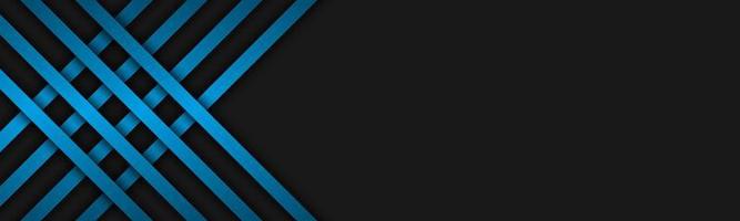 Dark abstract corporate design background with overlayed blue stripes. Technology header with free place for your text. Vector illustration banner