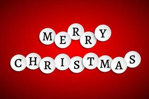 Feliz Navidad. círculos de papel blanco con letras sobre fondo rojo. tarjeta de felicitación navideña, pancarta. ilustración vectorial vector