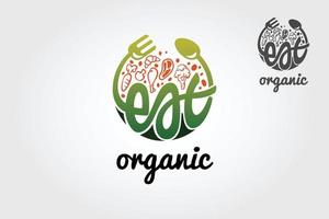 comer plantilla de logotipo de vector orgánico. este logo es ideal para restaurante, comida casera o cualquier otro negocio.