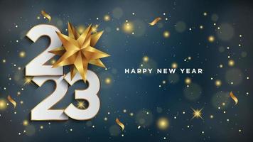 Happy New Year 2023 beautiful sparkling design of numbers on dark blue background. vector