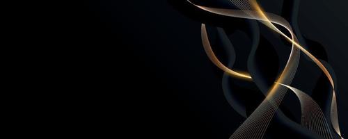 Abstract 3d black background with golden lines