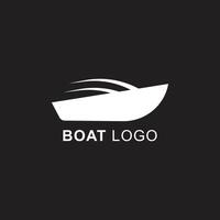 logotipo de arte vectorial creativo abstracto de negocio de motor o velero blanco con el icono o símbolo del barco en un estilo moderno plano simple aislado en fondo negro vector