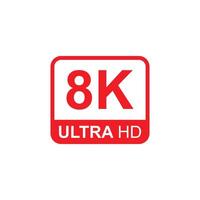 eps10 vector rojo 8k ultra o uhd 2160p icono aislado sobre fondo blanco. símbolo de resolución de 8k de alta definición en un estilo moderno y plano simple para el diseño de su sitio web, logotipo y aplicación móvil