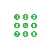 eps10 green vector Set of Round 1-9 Numbers icon isolated on white background. Circle Font Hand Drawn Numbers symbol in a simple flat trendy modern style for your website design, logo, and mobile app