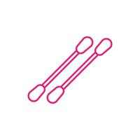 eps10 pink vector cotton swabs line art icon isolated on white background. cotton buds or sticks outline symbol in a simple flat trendy modern style for your website design, logo, and mobile app