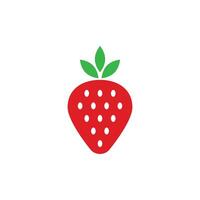 eps10 red and green vector Garden strawberry fruit solid art icon isolated on white background. strawberries symbol in a simple flat trendy modern style for your website design, logo, and mobile app