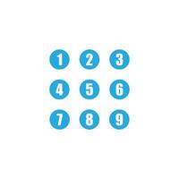 eps10 blue vector Set of Round 1-9 Numbers icon isolated on white background. Circle Font Hand Drawn Numbers symbol in a simple flat trendy modern style for your website design, logo, and mobile app