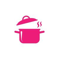 eps10 pink vector cooking pot solid abstract art icon or logo isolated on white background. stock pot symbol in a simple flat trendy modern style for your website design, logo, and mobile app
