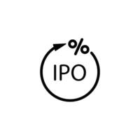 eps10 black vector ipo abstract line art icon isolated on white background. Initial Public Offering outline symbol in a simple flat trendy modern style for your website design, logo, and mobile app