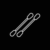 eps10 white vector cotton swabs line art icon isolated on black background. cotton buds or sticks outline symbol in a simple flat trendy modern style for your website design, logo, and mobile app