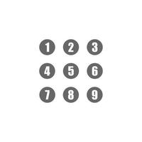 eps10 vector gris conjunto de números redondos 1-9 icono aislado sobre fondo blanco. símbolo de números dibujados a mano de fuente circular en un estilo moderno y plano simple para el diseño de su sitio web, logotipo y aplicación móvil