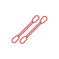 eps10 red vector cotton swabs line art icon isolated on white background. cotton buds or sticks outline symbol in a simple flat trendy modern style for your website design, logo, and mobile app