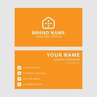 eps10 orange vector simple clean minimalist real estate business card design isolated on white background