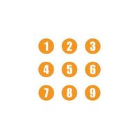 eps10 vector naranja conjunto de iconos de números redondos 1-9 aislado sobre fondo blanco. símbolo de números dibujados a mano de fuente circular en un estilo moderno y plano simple para el diseño de su sitio web, logotipo y aplicación móvil