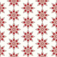 Seamless geometric poinsettia snowflake pattern on isolated background. Retro shapes, perfect for wallpaper, wrapping paper, holiday greetings, scrapbooking, winter, Christmas and New Year design. vector