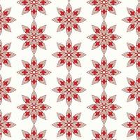 Seamless geometric poinsettia snowflake pattern on isolated background. Retro shapes, perfect for wallpaper, wrapping paper, holiday greetings, scrapbooking, winter, Christmas and New Year design. vector