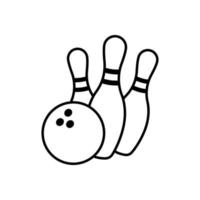 Bowling game. Bowling ball and pin icon. Vector icon.