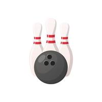 Bowling game. Bowling ball and pin. Vector image.