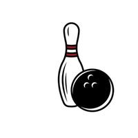 Bowling game. Bowling ball and pin icon. Vector icon.