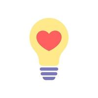 light bulb with heart flat design vector