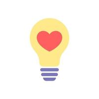 light bulb with heart flat design vector